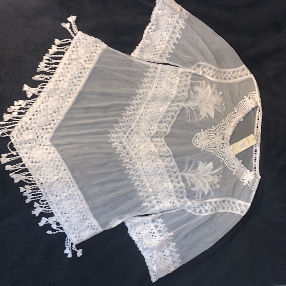 Sheer bathing cover up, color white, and size small - Picture 1 of 3
